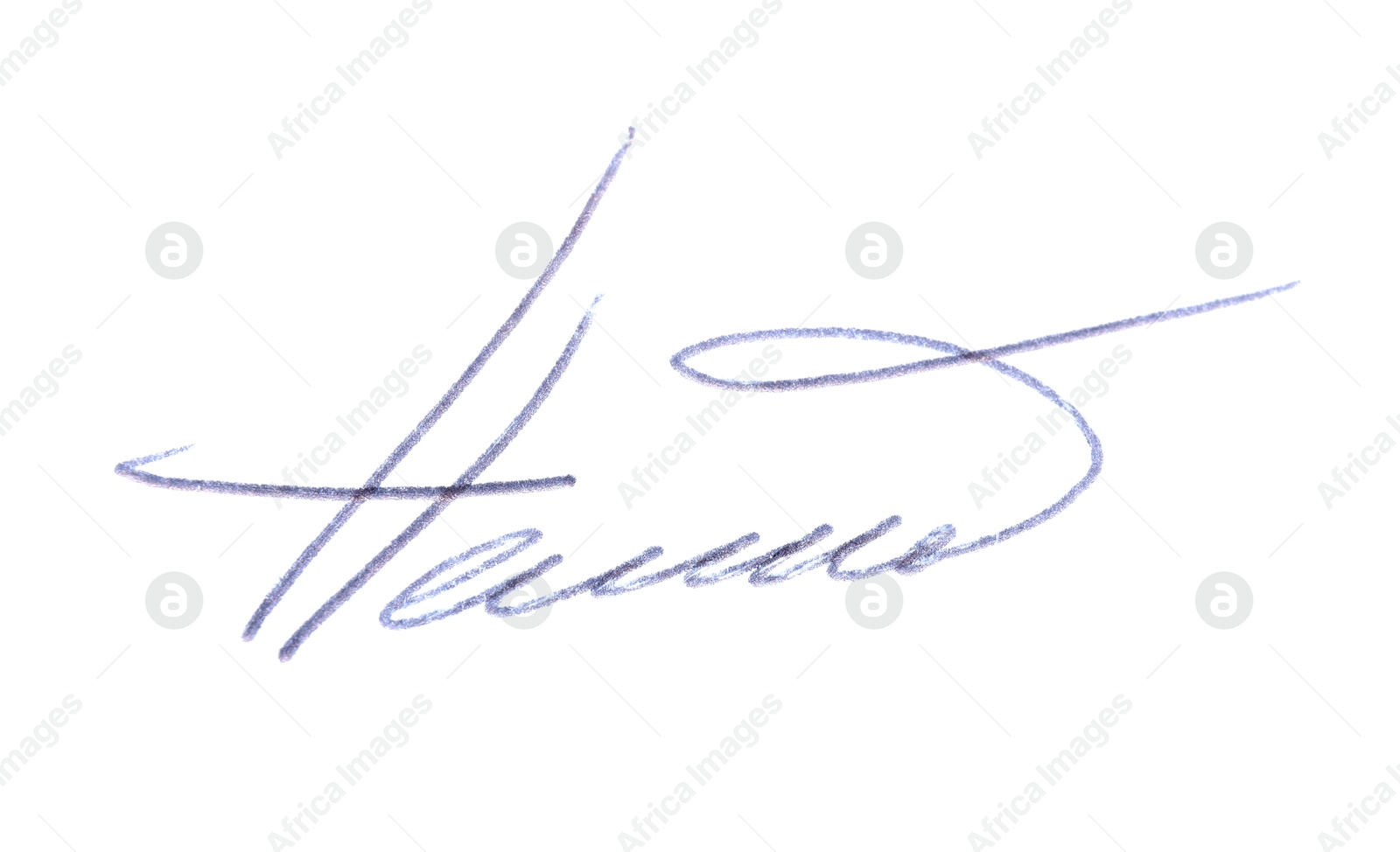 Photo of Beautiful signature made with pen isolated on white, top view