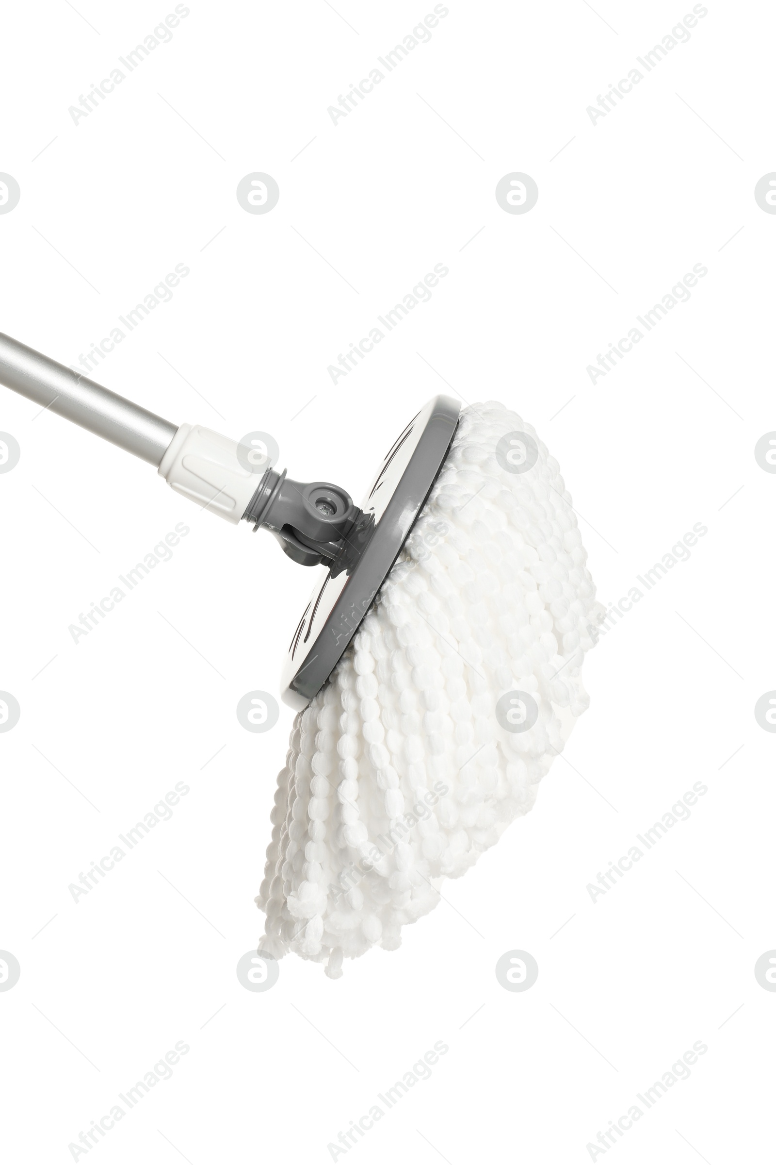 Photo of String mop isolated on white. Cleaning equipment