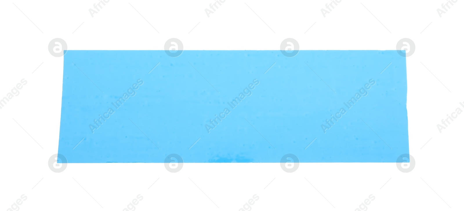 Photo of Strip of light blue adhesive tape on white background, top view