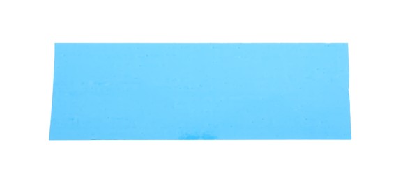 Photo of Strip of light blue adhesive tape on white background, top view