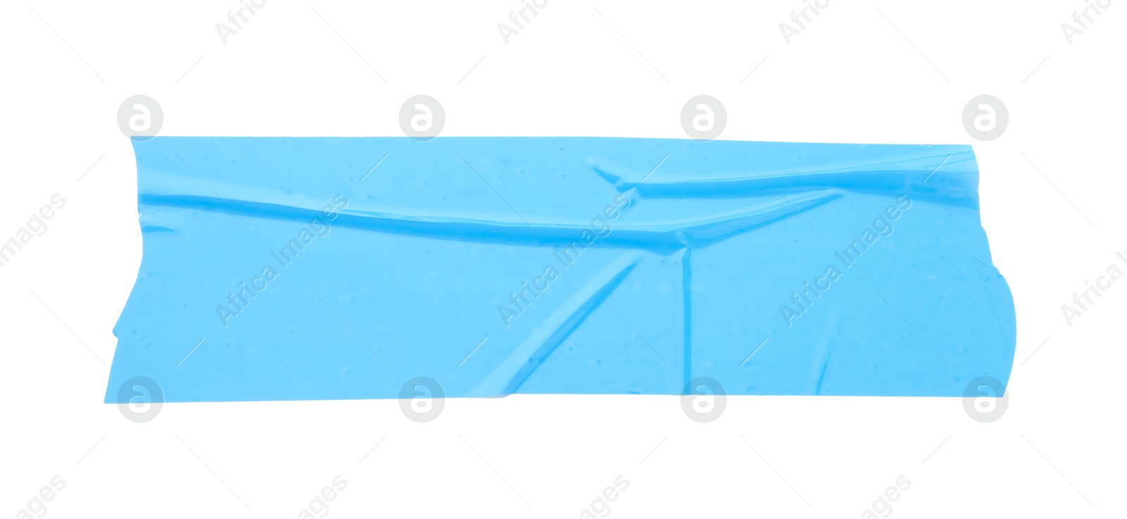 Photo of Strip of light blue adhesive tape on white background, top view