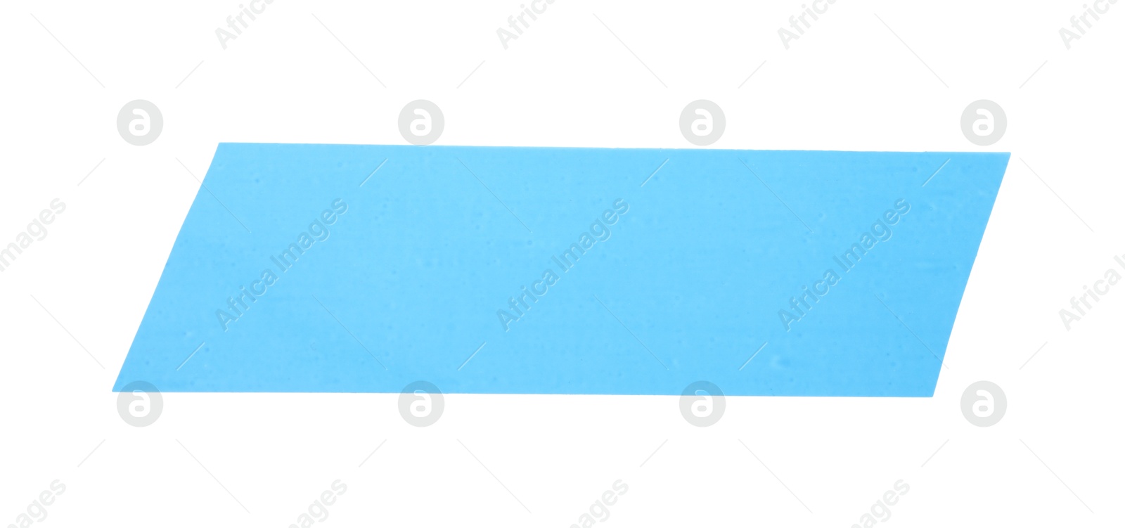 Photo of Strip of light blue adhesive tape on white background, top view