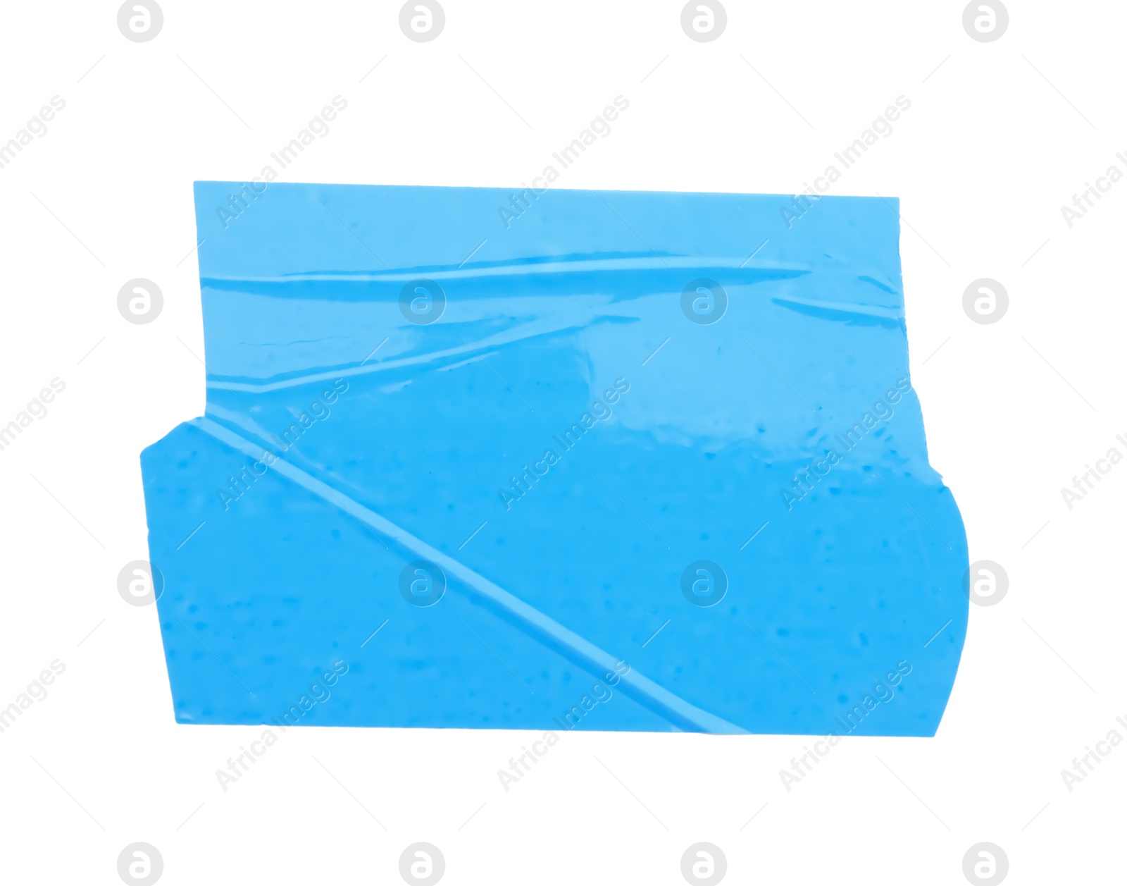 Photo of Strip of light blue adhesive tape on white background, top view