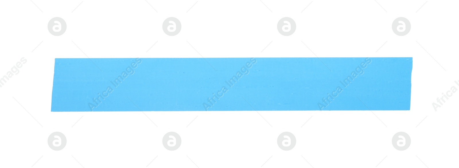 Photo of Strip of light blue adhesive tape on white background, top view