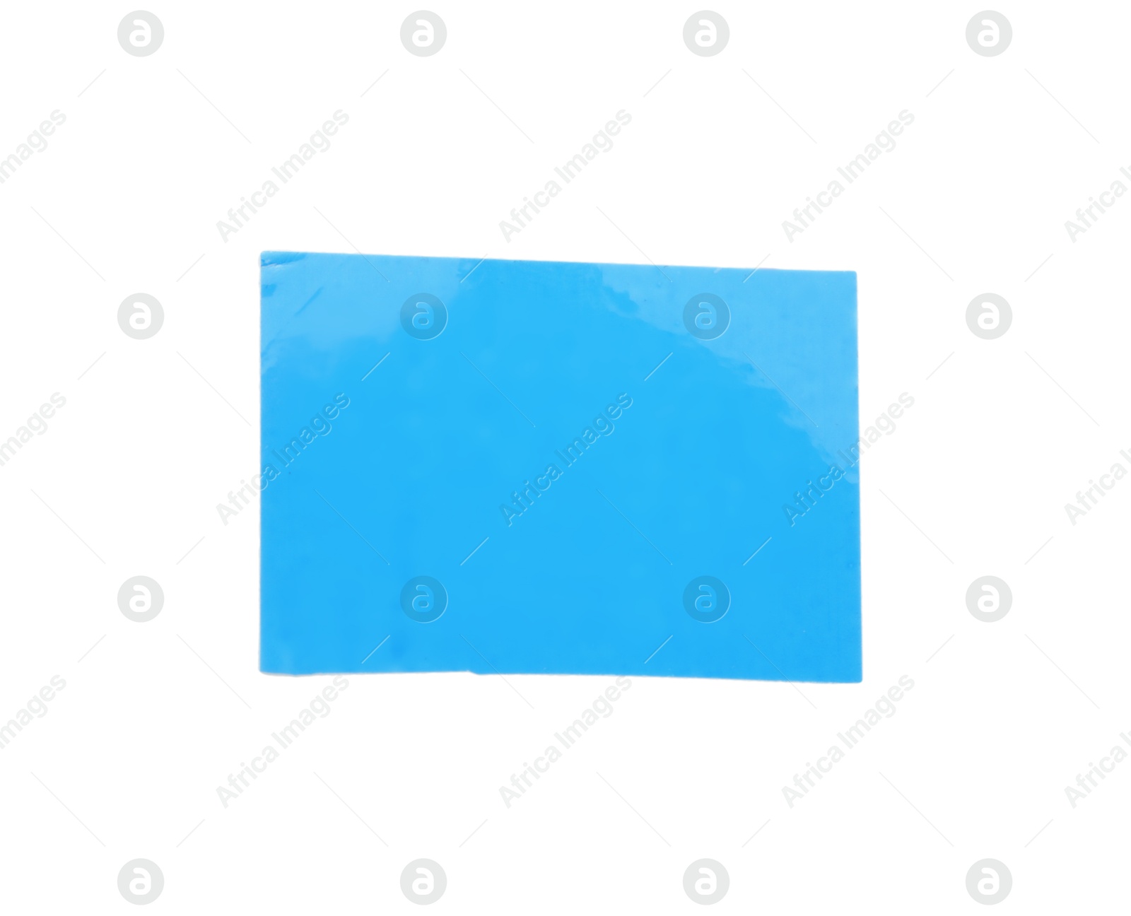 Photo of Strip of light blue adhesive tape on white background, top view