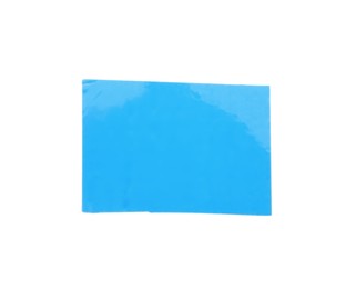 Photo of Strip of light blue adhesive tape on white background, top view