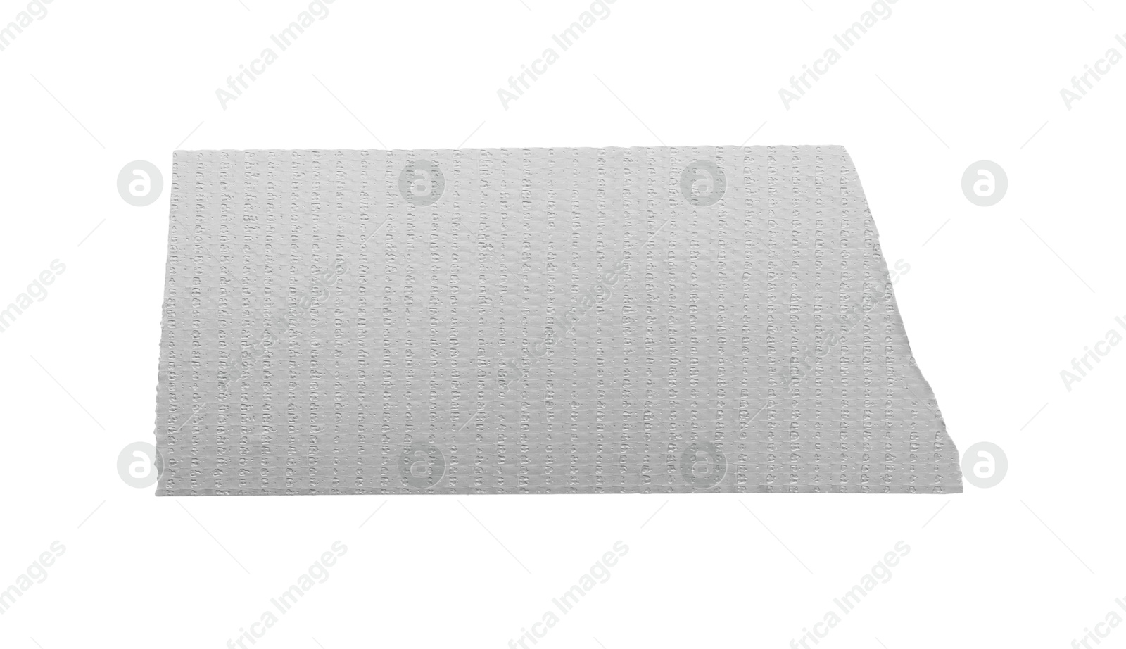 Photo of Strip of silver adhesive tape on white background, top view