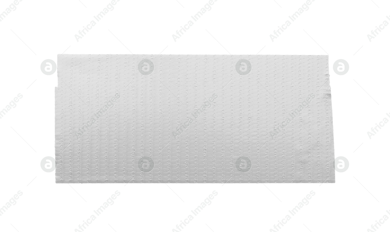 Photo of Strip of silver adhesive tape on white background, top view