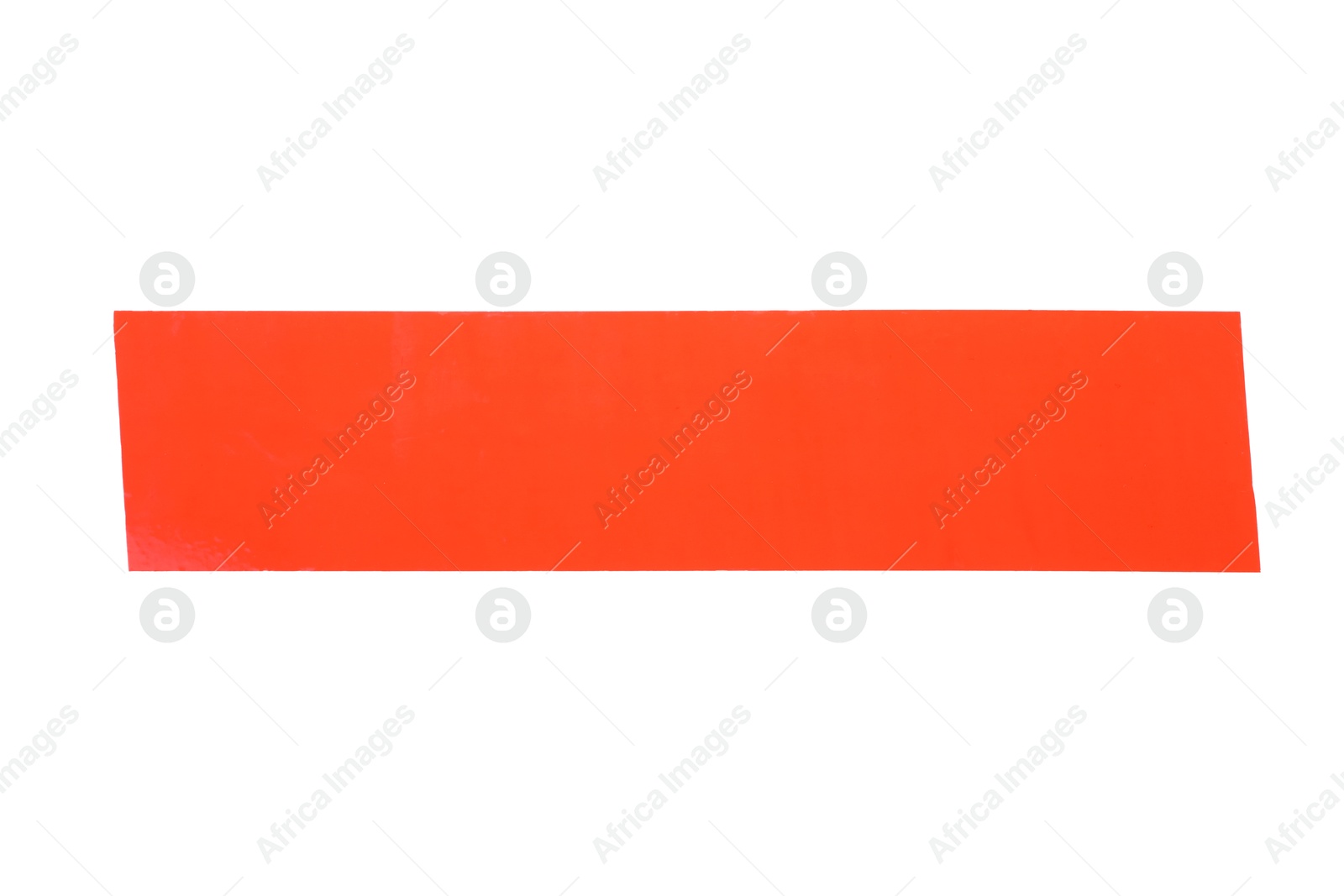 Photo of Strip of red adhesive tape on white background, top view