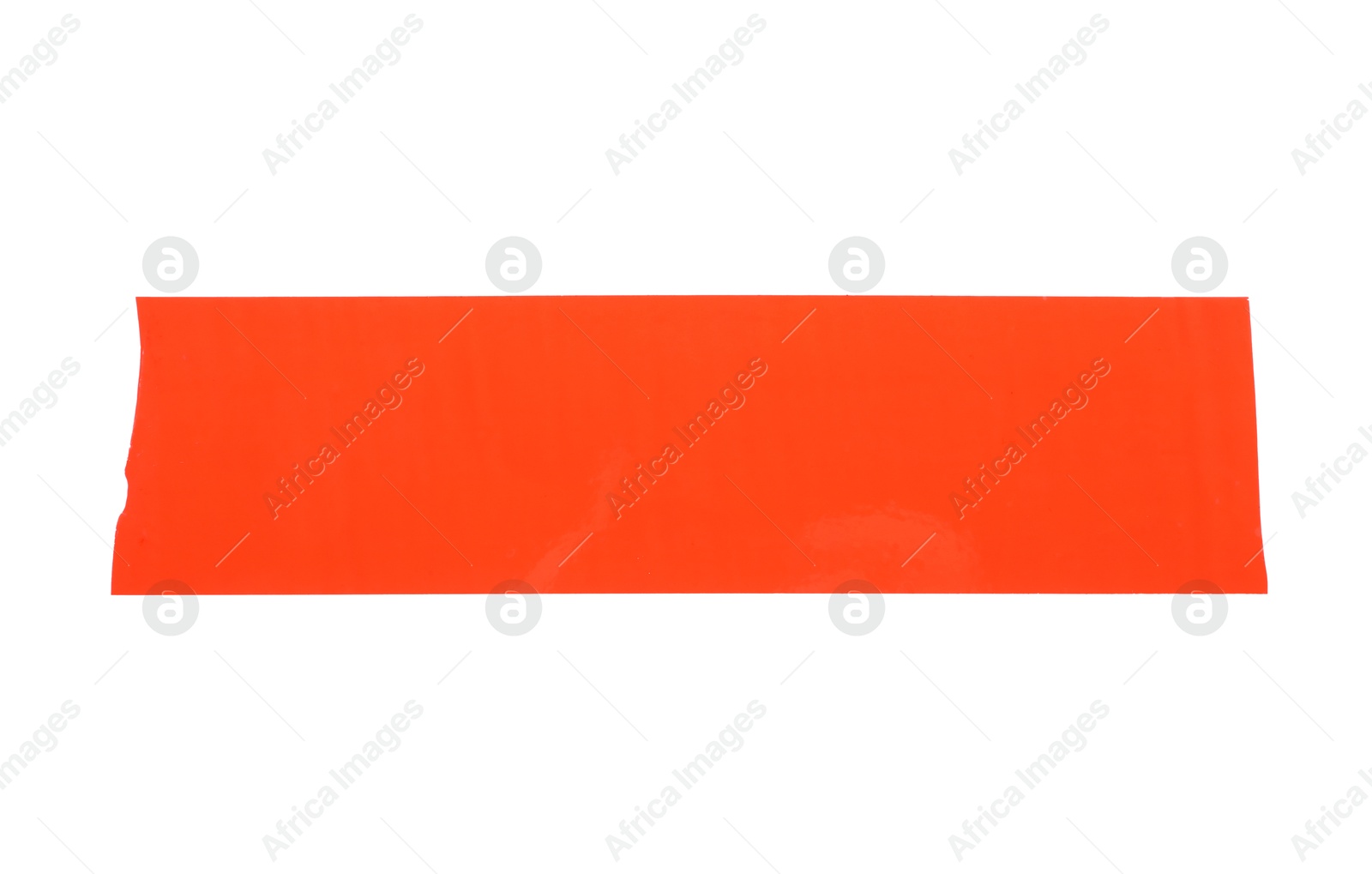 Photo of Strip of red adhesive tape on white background, top view