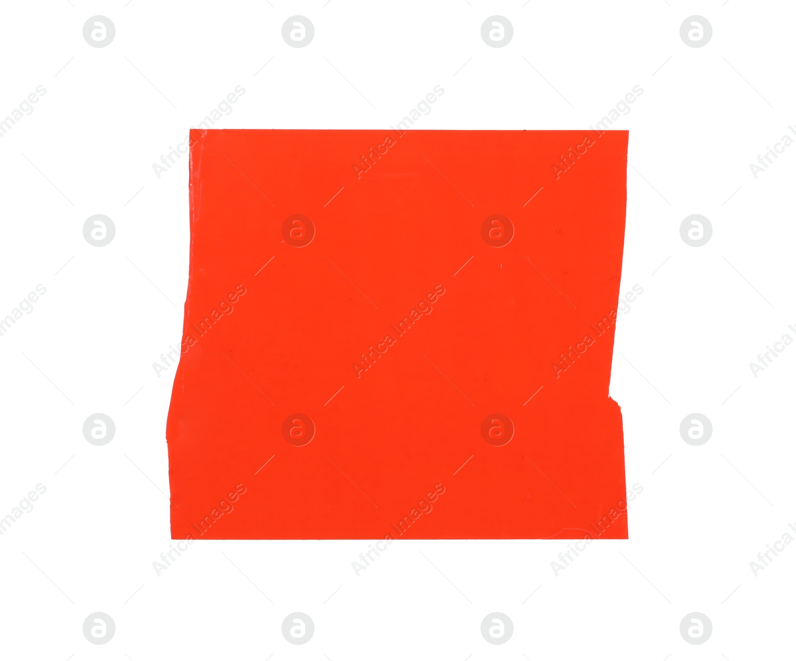 Photo of Strip of red adhesive tape on white background, top view