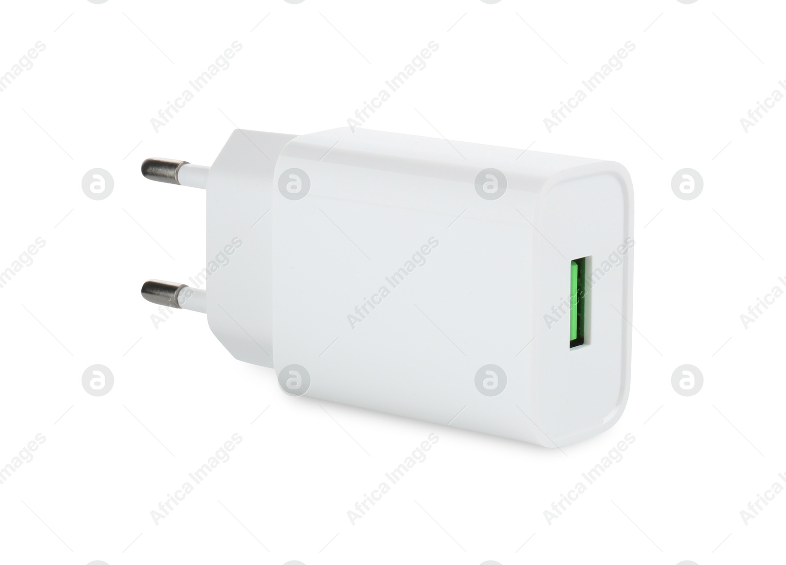 Photo of USB power adapter (charger) isolated on white