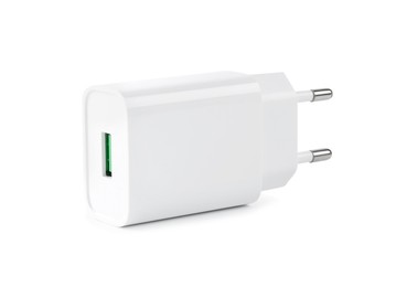 Photo of USB power adapter (charger) isolated on white