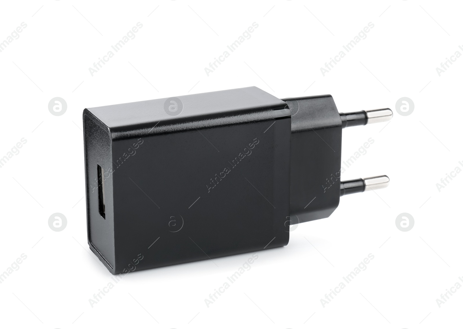 Photo of USB power adapter (charger) isolated on white