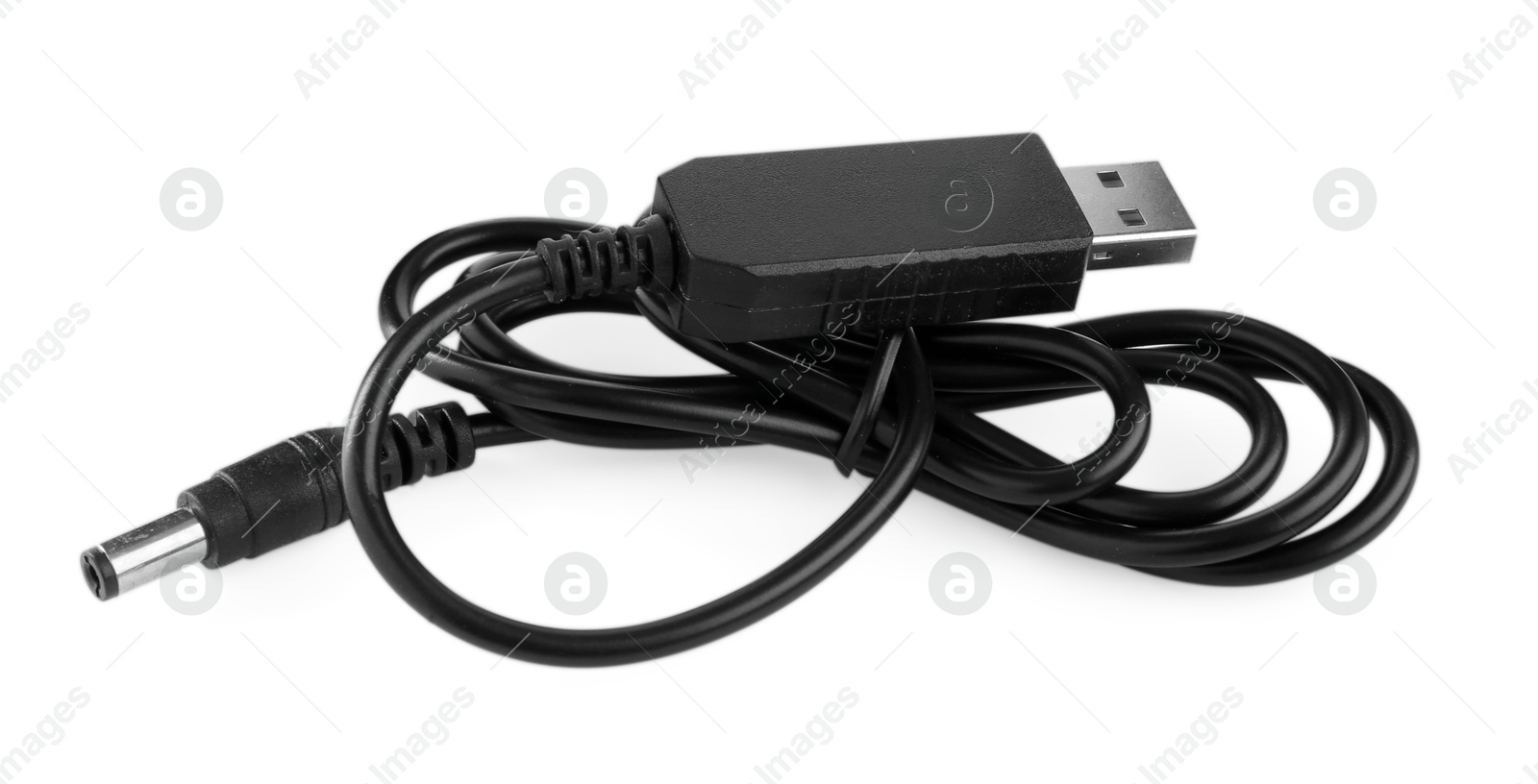 Photo of Black USB charge cable isolated on white