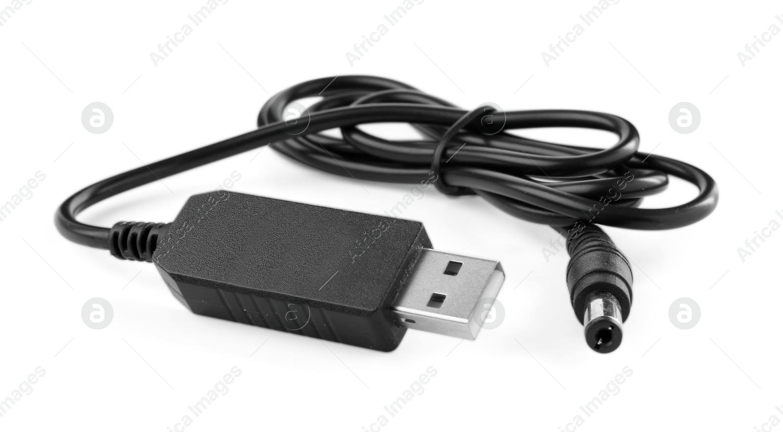 Photo of Black USB charge cable isolated on white