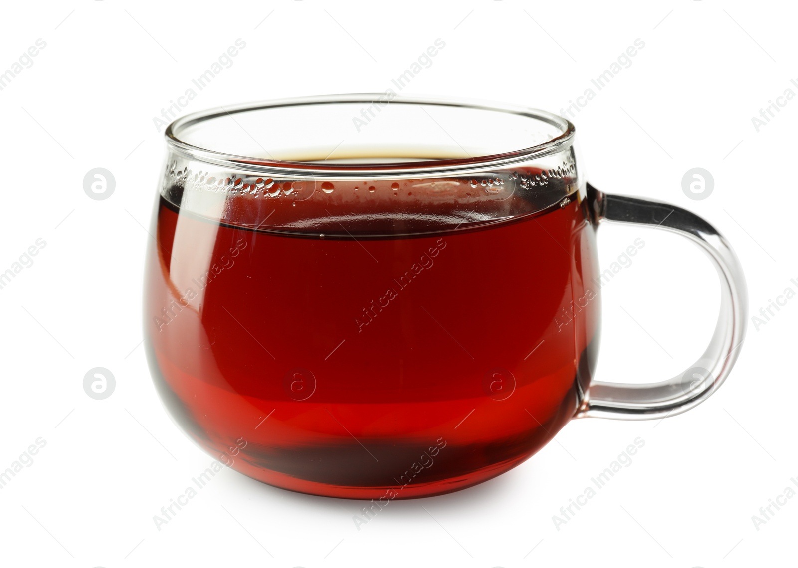 Photo of Refreshing black tea in cup isolated on white