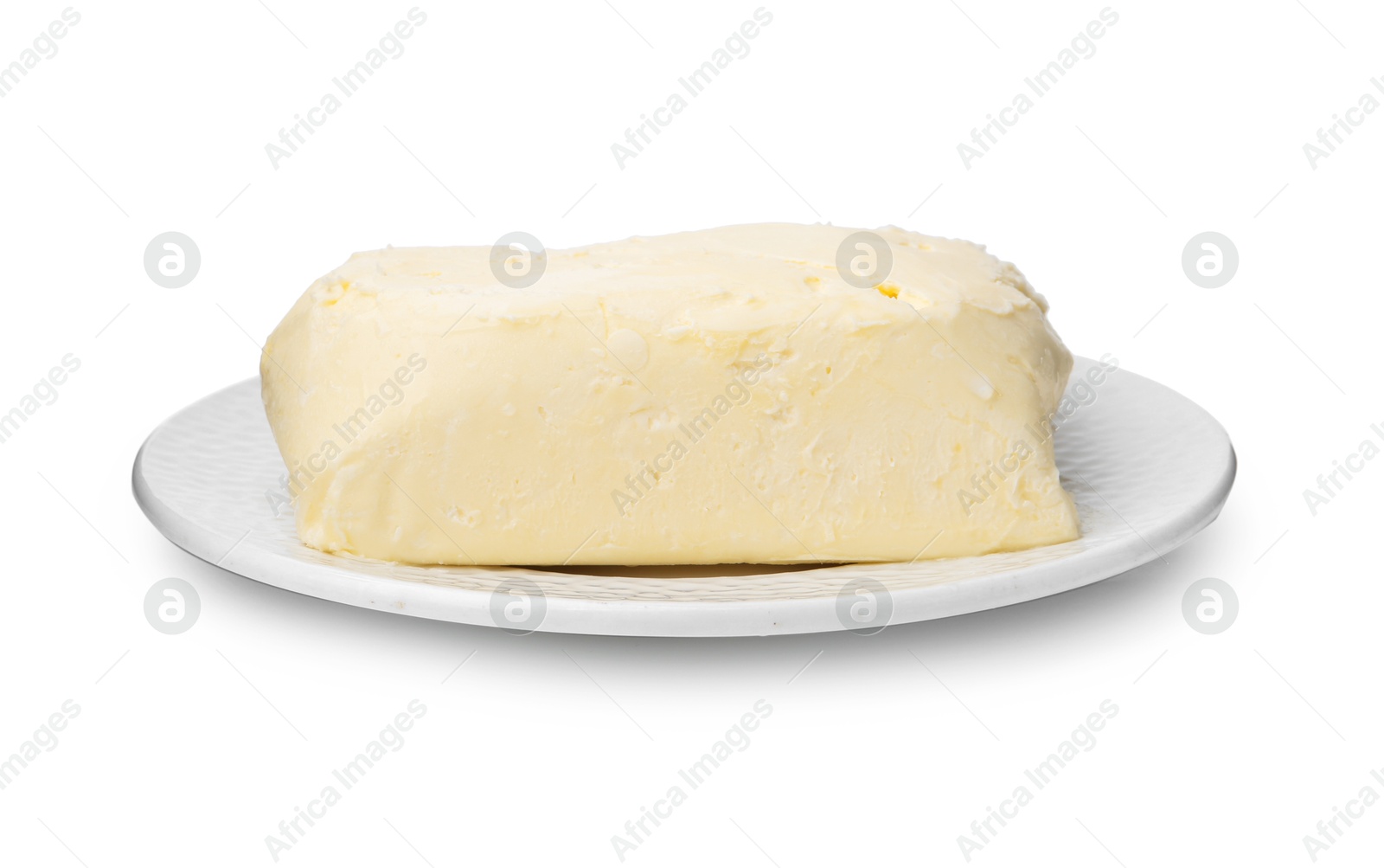 Photo of Block of tasty butter isolated on white