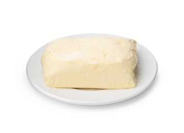 Photo of Block of tasty butter isolated on white