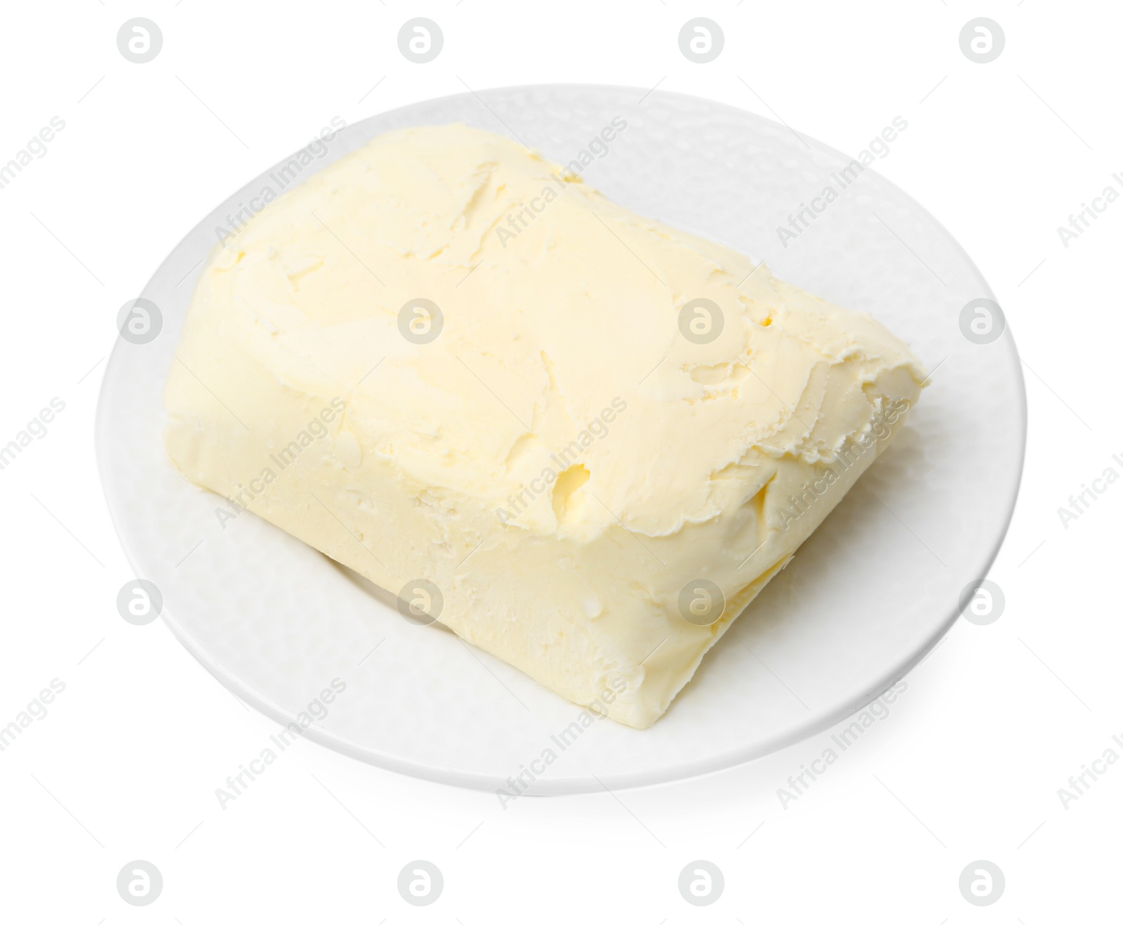 Photo of Block of tasty butter isolated on white