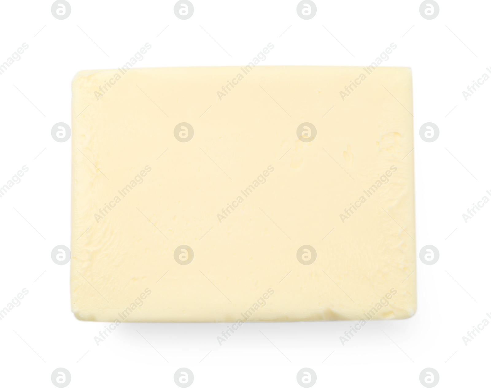 Photo of Block of tasty butter isolated on white, top view