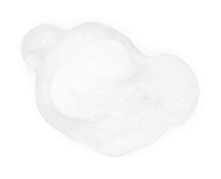 Photo of Soap with foam on white background, top view