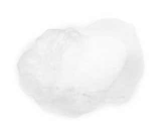 Photo of Soap with foam on white background, top view