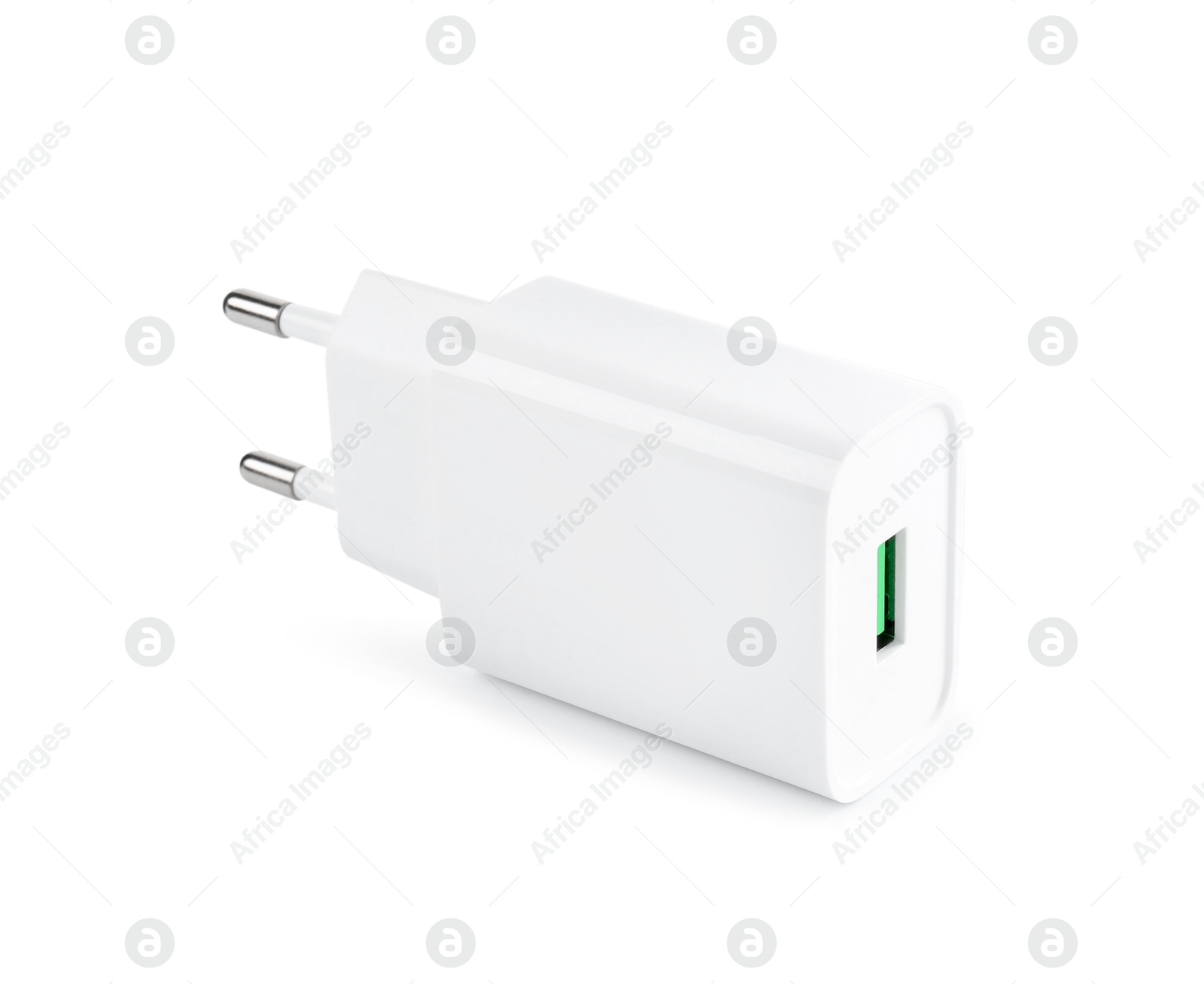 Photo of USB power adapter (charger) isolated on white