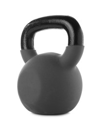 Photo of One heavy kettlebell isolated on white. Sport equipment