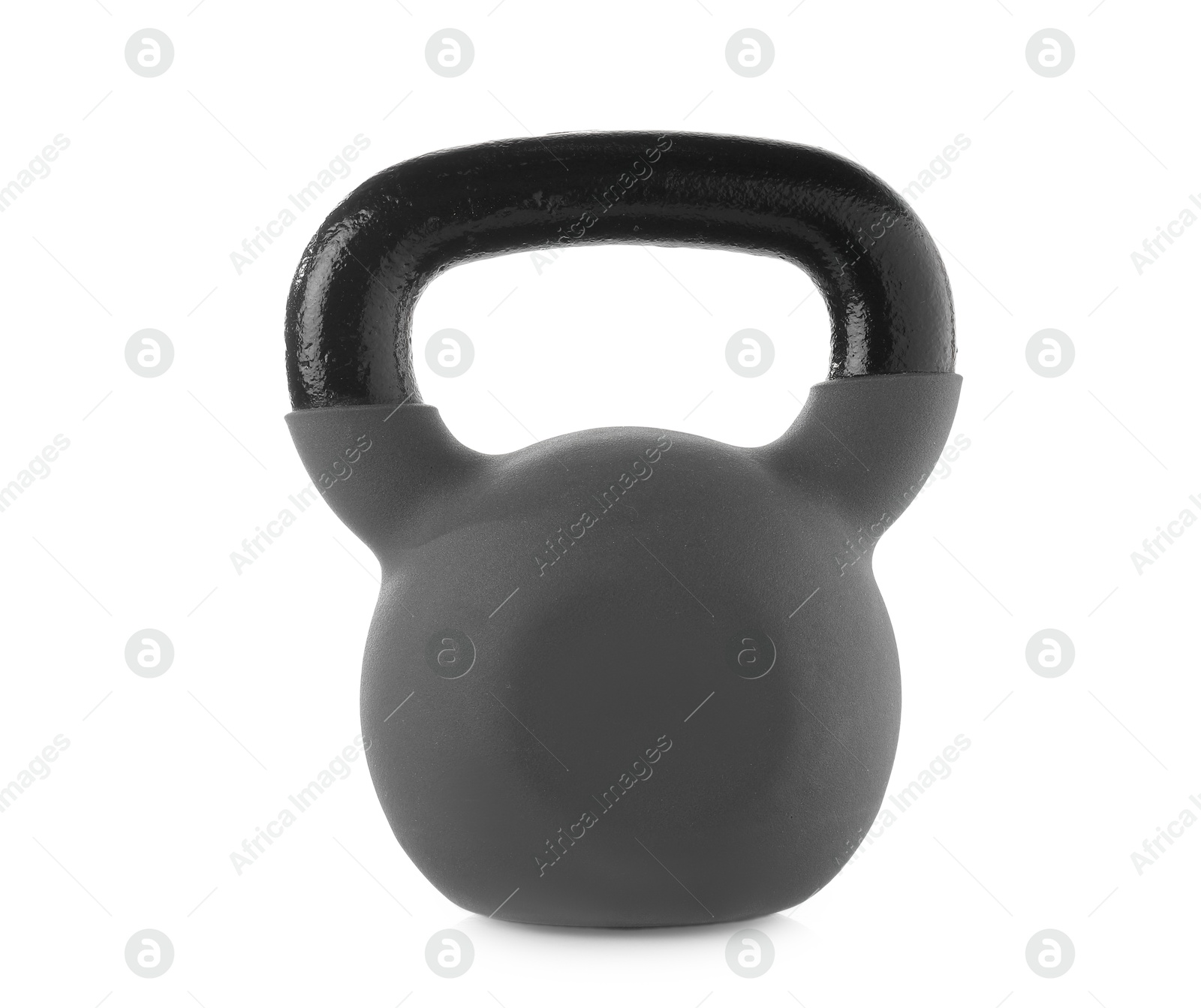 Photo of One heavy kettlebell isolated on white. Sport equipment