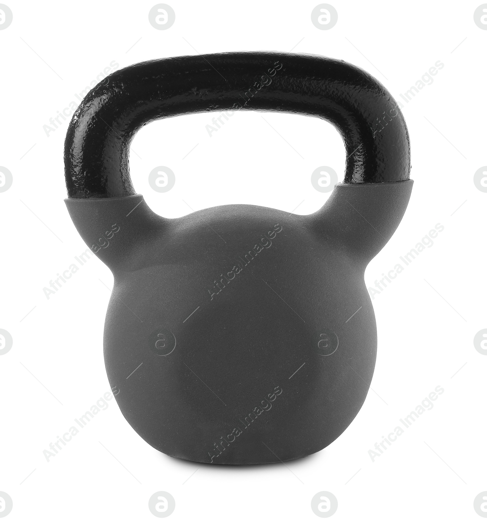 Photo of One heavy kettlebell isolated on white. Sport equipment