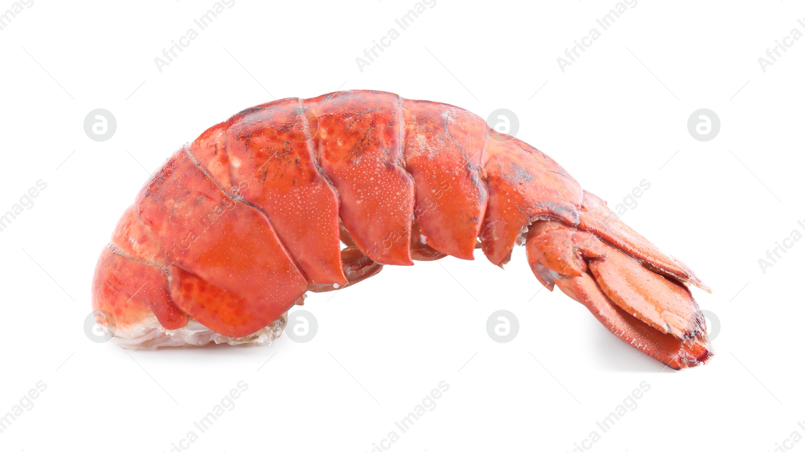 Photo of Tail of boiled lobster isolated on white