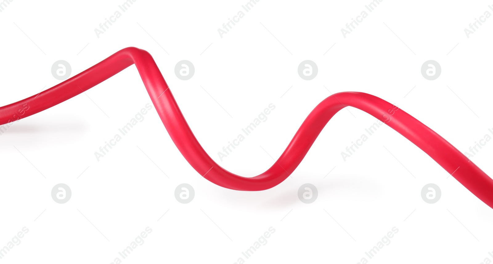 Photo of One red electrical wire isolated on white