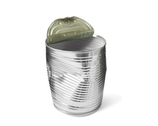 Photo of One crumpled tin can isolated on white