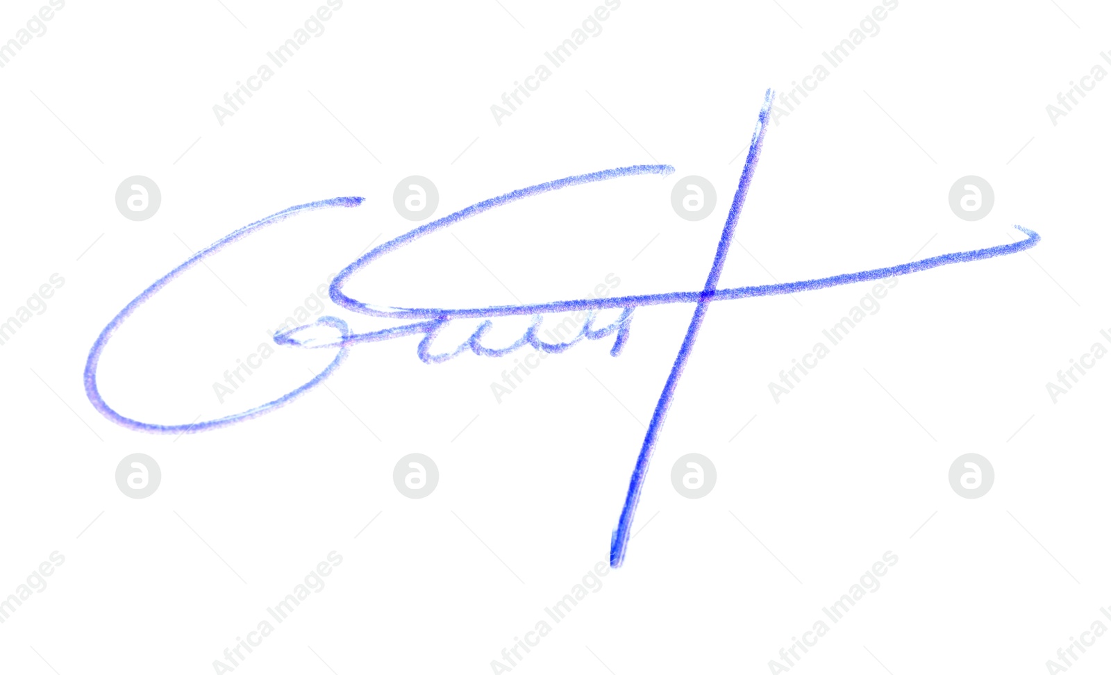 Photo of Beautiful signature made with pen isolated on white, top view