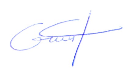 Beautiful signature made with pen isolated on white, top view