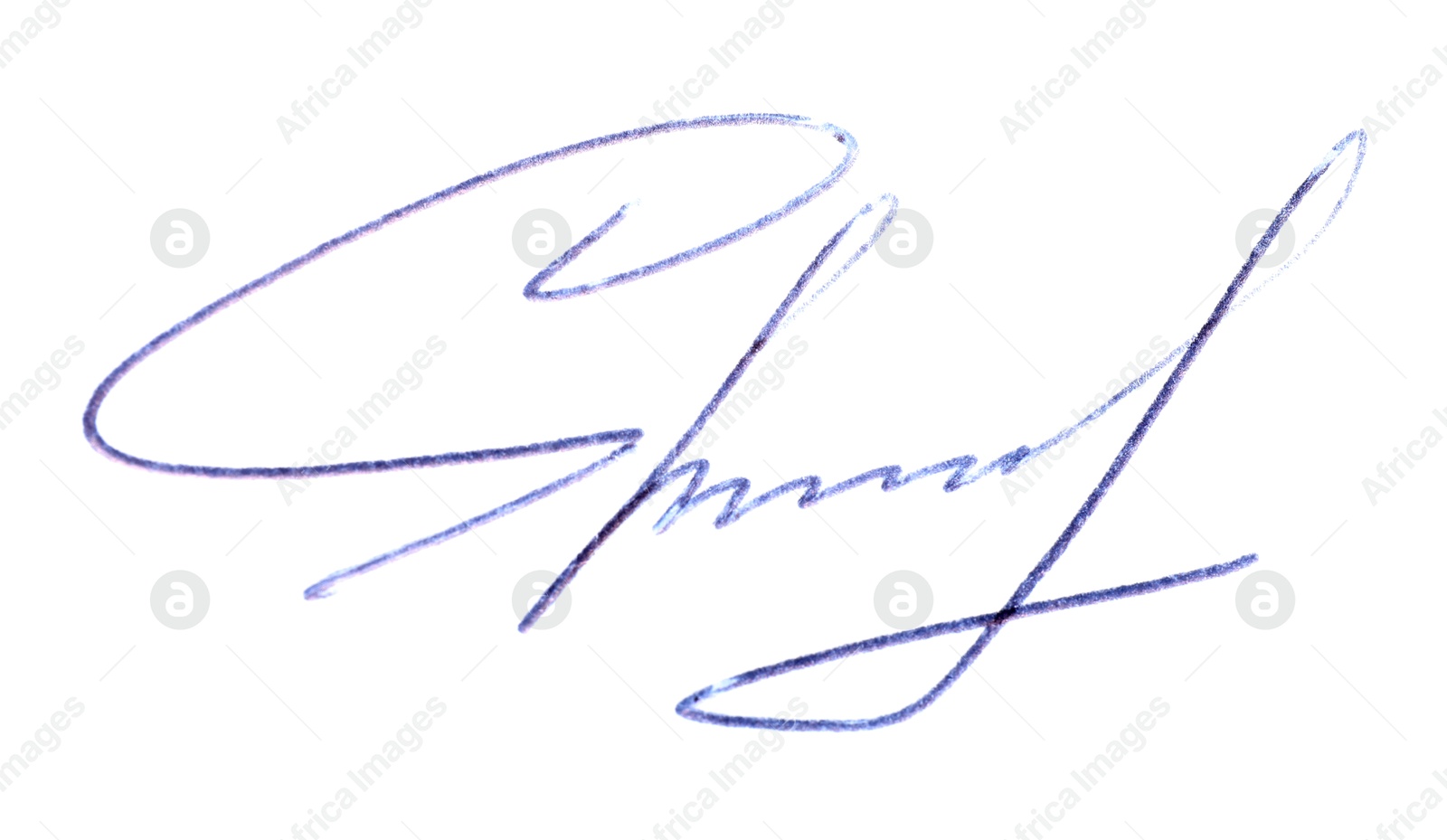 Photo of Beautiful signature made with pen isolated on white, top view