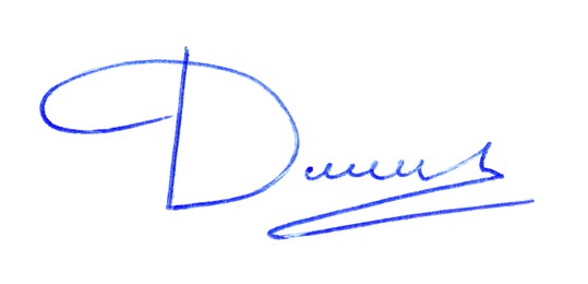 Beautiful signature made with pen isolated on white, top view