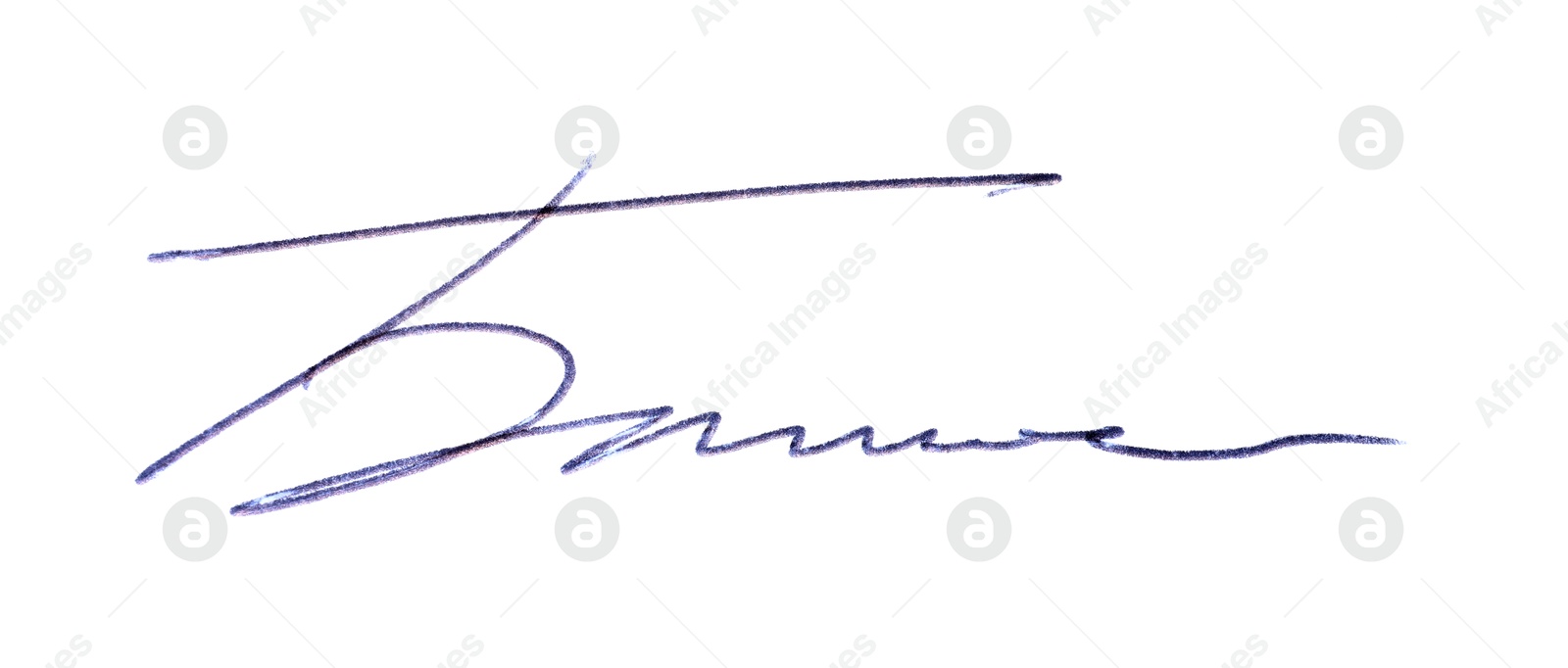 Photo of Beautiful signature made with pen isolated on white, above view