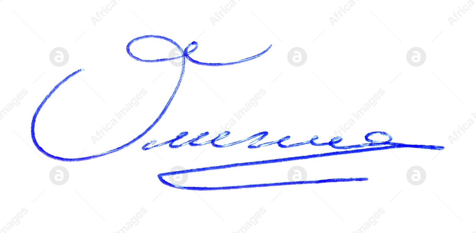 Photo of Beautiful signature made with pen isolated on white, top view