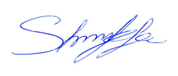 Photo of Beautiful signature made with pen isolated on white, top view