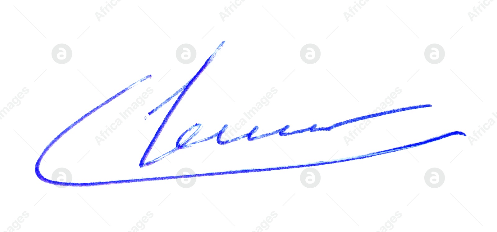 Photo of Beautiful signature made with pen isolated on white, top view