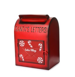 Photo of Santa Claus mail box isolated on white. Christmas tradition