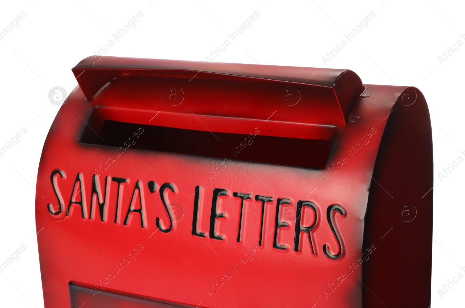 Photo of Santa Claus mail box isolated on white. Christmas tradition