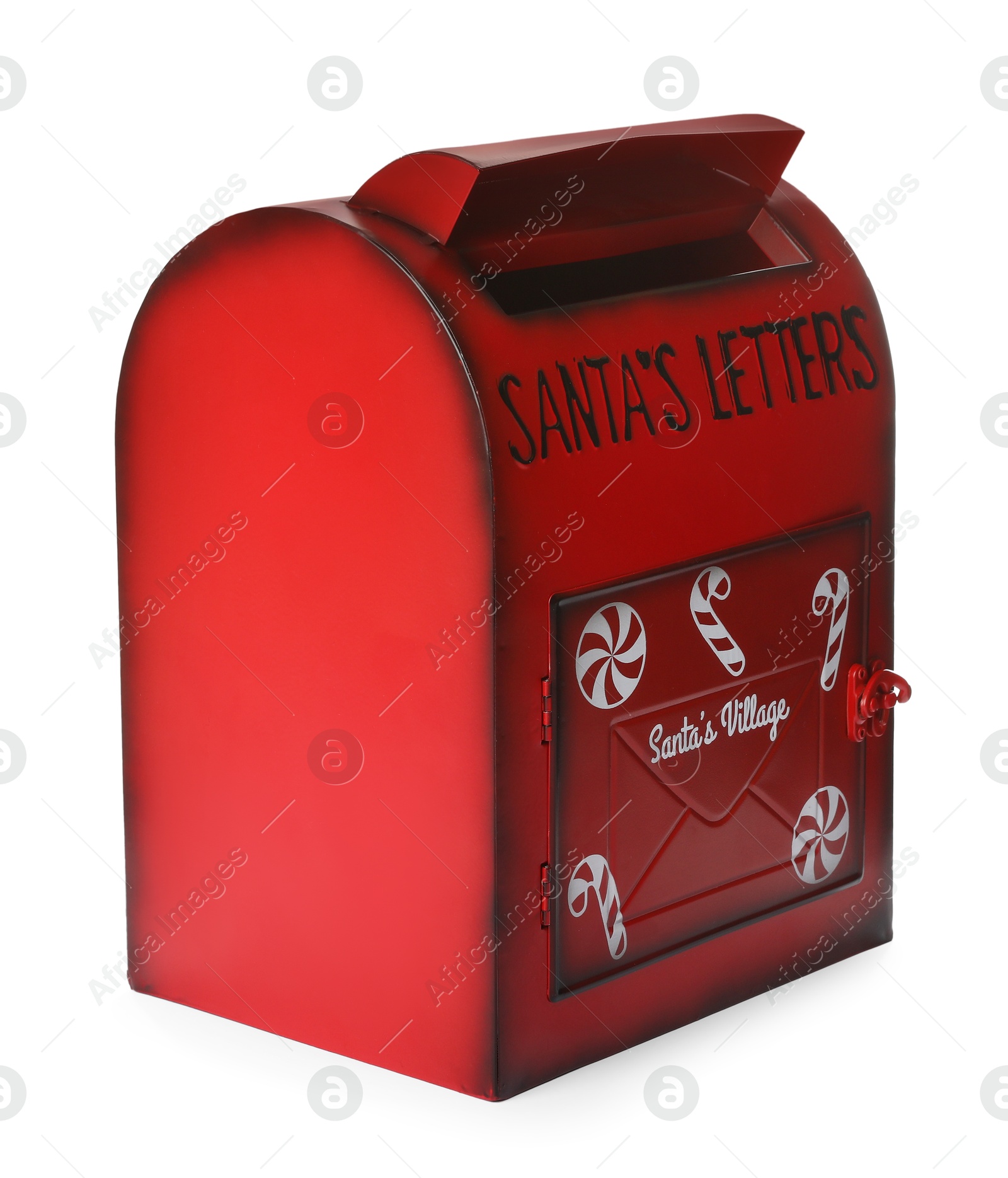 Photo of Santa Claus mail box isolated on white. Christmas tradition