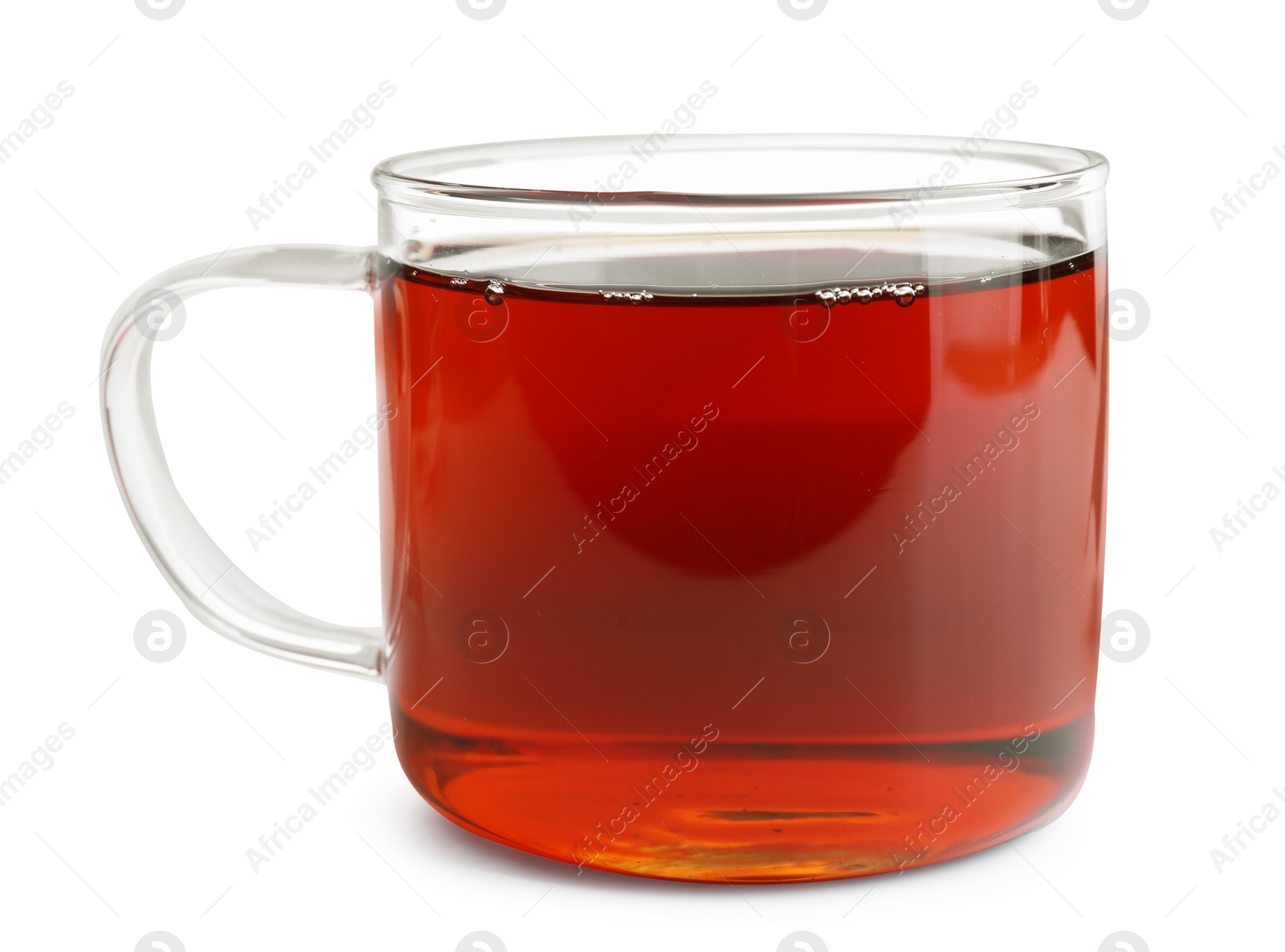 Photo of Refreshing black tea in cup isolated on white