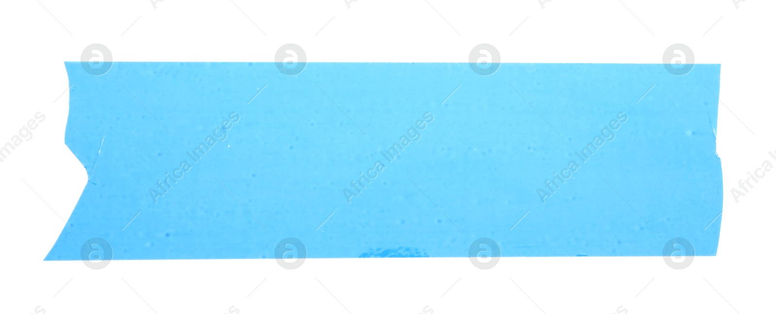 Photo of Strip of light blue adhesive tape on white background, top view