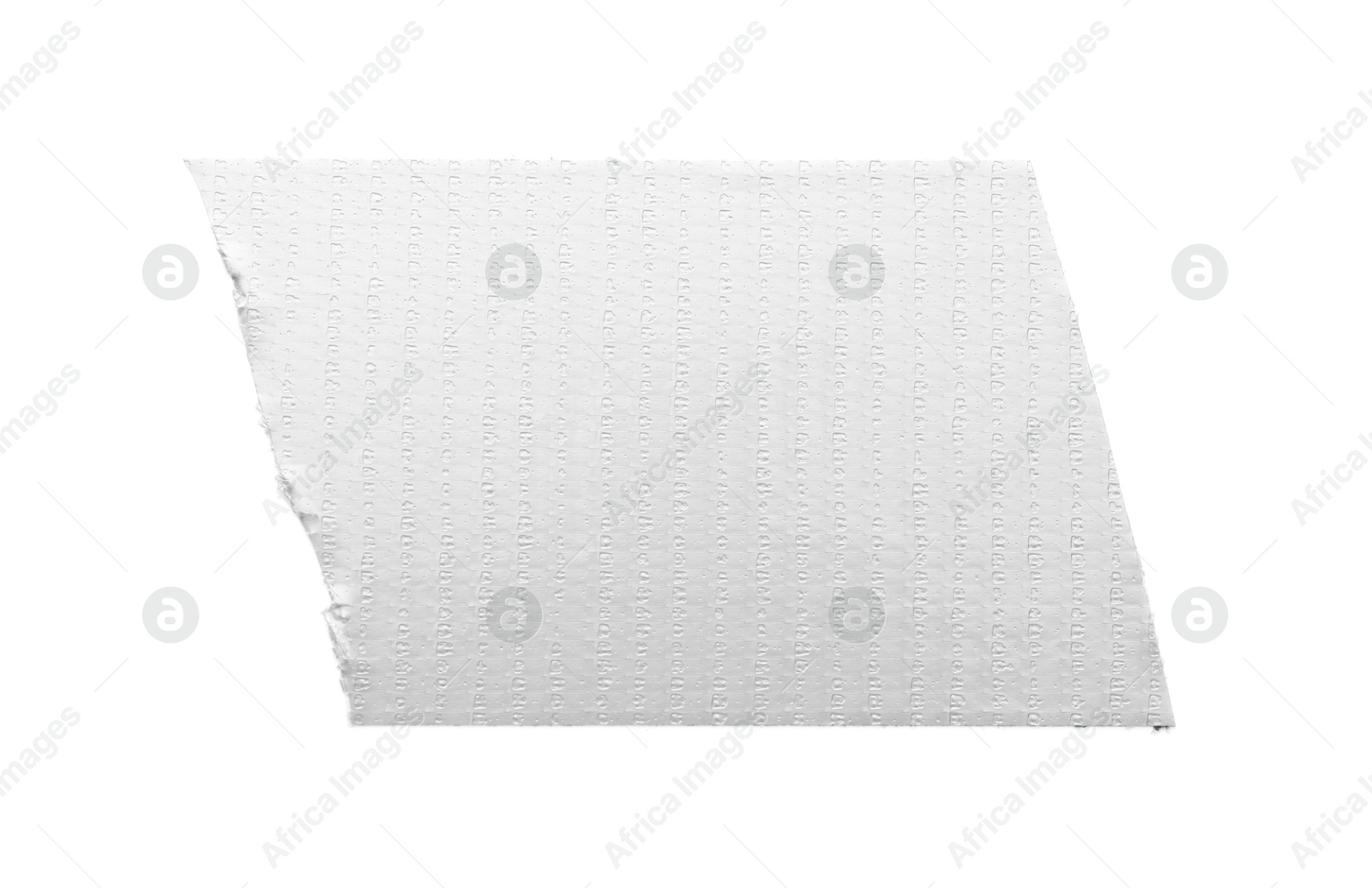 Photo of Strip of silver adhesive tape on white background, top view