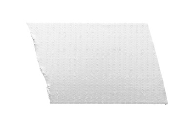 Photo of Strip of silver adhesive tape on white background, top view