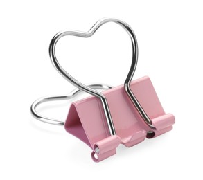 Photo of Heart shaped binder clip isolated on white